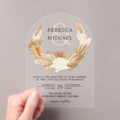 Rustic Boho Pampas Grass Wreath Dried Palm Wedding アクリル招待状 (インサイチュ (ポータブル))
