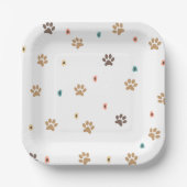 Rustic Boho Paw Print Baby Shower  ペーパープレート (正面)