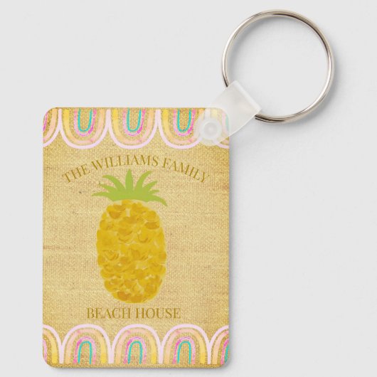 Rustic Boho Pineapple キーホルダー (裏面)