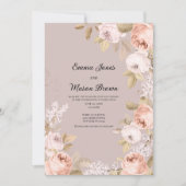 Rustic boho pink coral mauve ivory floral Wedding 招待状 (正面)