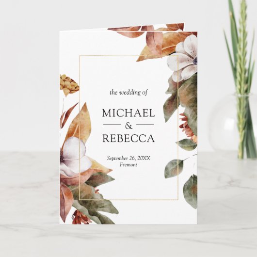 Rustic Boho Pumpkin Photo QR Code Wedding 招待状 (正面)