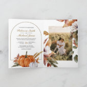 Rustic Boho Pumpkin Photo QR Code Wedding 招待状 (内部)