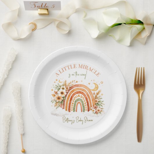 Rustic Boho Rainbow Baby Shower  ペーパープレート (ウェディング)