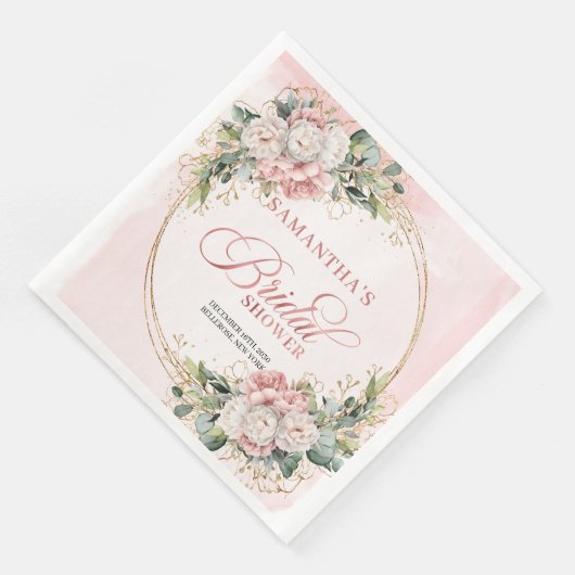 Rustic Boho Rose Gold Greenery Bridal Shower Napki (コーナー)