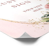 Rustic Boho Rose Gold Greenery Custom Sign ポスター (角)