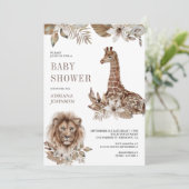 Rustic Boho Safari Lion and Giraffe Baby Shower 招待状 (スタンド正面)