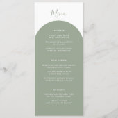 Rustic Boho Sage Green Arches Retro Wedding Dinner メニュー (正面)