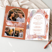 Rustic Boho Seashells Nautical QR Code Wedding 招待状