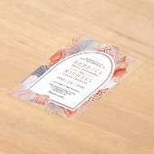 Rustic Boho Seashells Nautical Wedding アクリル招待状 (レイダウン)