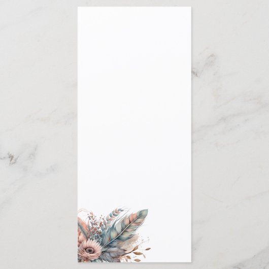 Rustic Boho Silver & Pink Floral Wedding Menu メニュー (裏面)