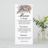 Rustic Boho Silver & Pink Floral Wedding Menu メニュー (スタンド正面)