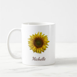 Rustic Boho Sunflower Botanical Personalized コーヒーマグカップ