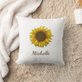 Rustic Boho Sunflower Elegant Script  クッション (ブランケット)