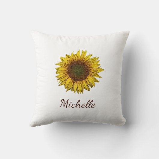 Rustic Boho Sunflower Elegant Script  クッション (裏面)