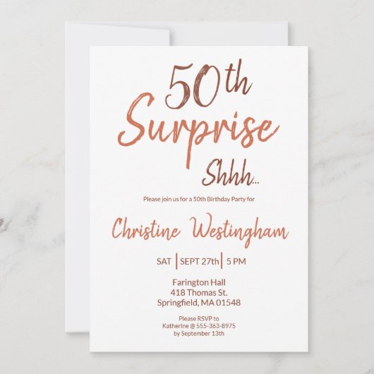 Rustic Boho Surprise 50th Birthday Invitation 招待状 (正面)