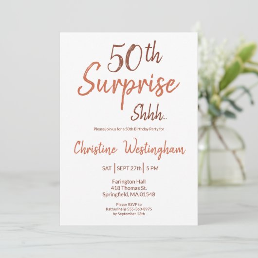 Rustic Boho Surprise 50th Birthday Invitation 招待状 (スタンド正面)