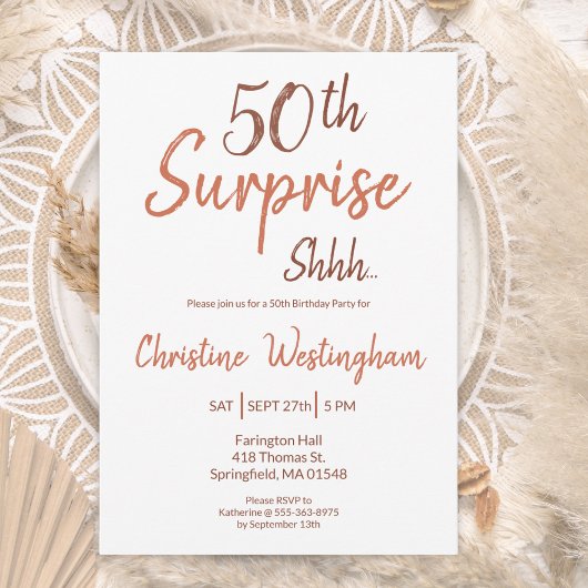 Rustic Boho Surprise 50th Birthday Invitation 招待状