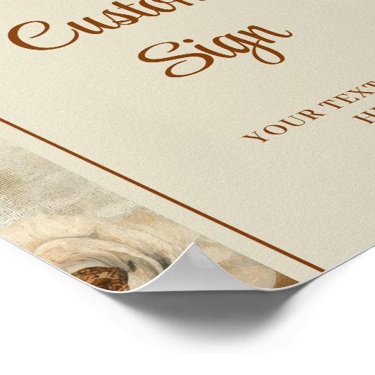 Rustic Boho Terra Cotta Ivory Floral Personalized ポスター (角)