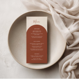 Rustic Boho Terracotta Arches Retro Wedding Dinner メニュー