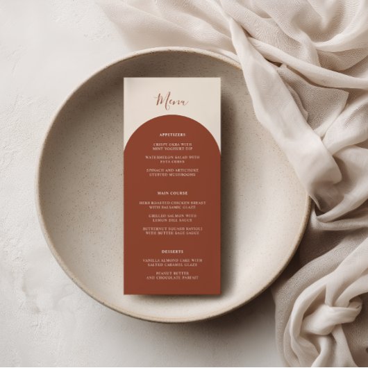 Rustic Boho Terracotta Arches Retro Wedding Dinner メニュー