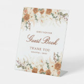 Rustic Boho Terracotta Floral Guest Book 台座サイン (正面)