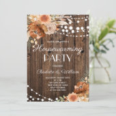 Rustic Boho Terracotta Floral Housewarming Party 招待状 (スタンド正面)
