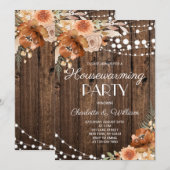 Rustic Boho Terracotta Floral Housewarming Party 招待状 (正面/裏面)