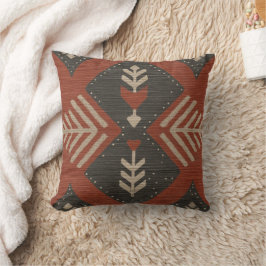 Rustic Boho Terracotta Print Throw Pillow クッション