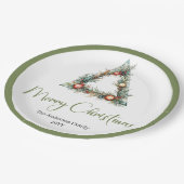 Rustic Boho Watercolor Christmas Tree Festive ペーパープレート (アングル)