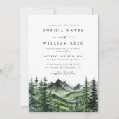 Rustic Boho Watercolor Mountain Wedding 招待状 (正面)