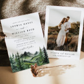 Rustic Boho Watercolor Mountain Wedding 招待状