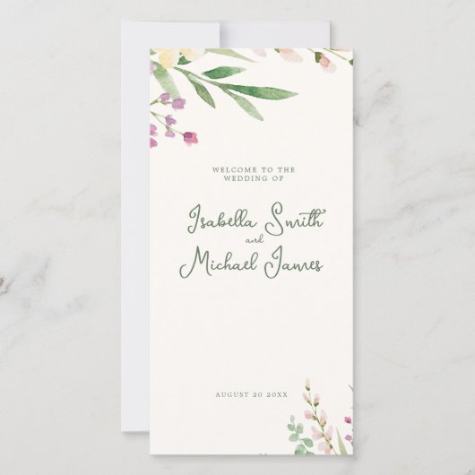 Rustic Boho Watercolor Wildflowers Wedding (正面)