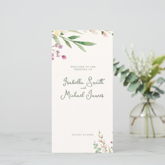 Rustic Boho Watercolor Wildflowers Wedding (スタンド正面)