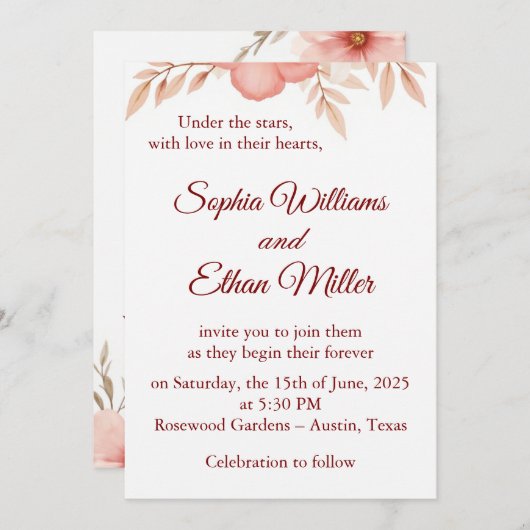 Rustic Boho Wedding Invitation 招待状 (正面/裏面)