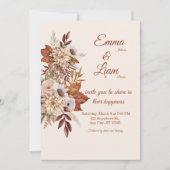 Rustic Boho Wedding Invitation | Beige Floral Card 招待状 (正面)