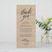 Rustic Boho Wedding Reception Thank You Card プログラム (スタンド正面)