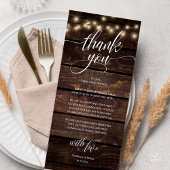 Rustic Boho Wedding Reception Thank You Card プログラム