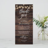 Rustic Boho Wedding Reception Thank You Card プログラム (スタンド正面)