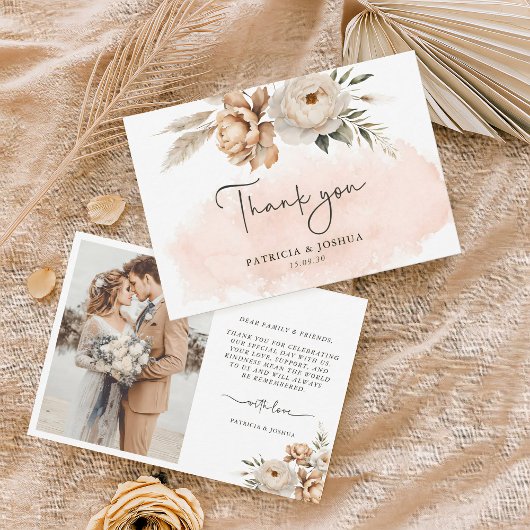 Rustic Boho Wedding Thank You Card サンキューカード