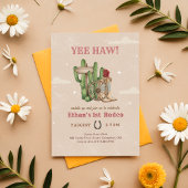 Rustic Boho Western Desert 1st Rodeo Birthday 招待状