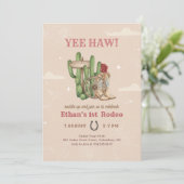 Rustic Boho Western Desert 1st Rodeo Birthday 招待状 (スタンド正面)