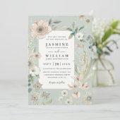 Rustic Boho Whimsical Blush QR Code Wedding 招待状 (スタンド正面)