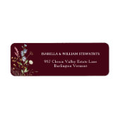 Rustic Boho Wildflower Chic Burgundy Bidal Shower ラベル (正面)