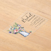 Rustic Boho Wildflower Floral Bridal Shower アクリル招待状 (レイダウン)