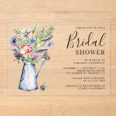 Rustic Boho Wildflower Floral Bridal Shower アクリル招待状 (正面)