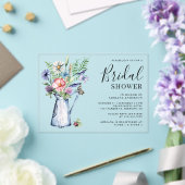 Rustic Boho Wildflower Floral Bridal Shower アクリル招待状 (インサイチュ (ウェディング))