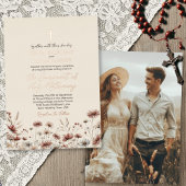 Rustic Boho Wildflowers Modern Catholic Wedding 箔招待状