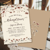 Rustic Boho Wildflowers Wedding Rehearsal & Dinner 招待状