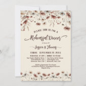 Rustic Boho Wildflowers Wedding Rehearsal & Dinner 招待状 (正面)