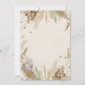 Rustic Boho Winter Save the Date with Pampas Grass 招待状 (裏面)